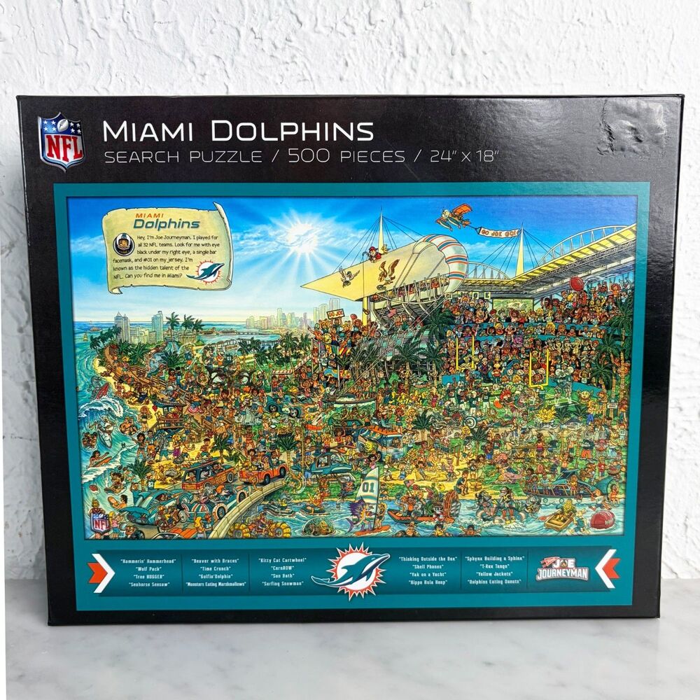 Miami Dolphins NFL Football  Search Puzzle Can You Find Joe? 500 Pieces-Complete